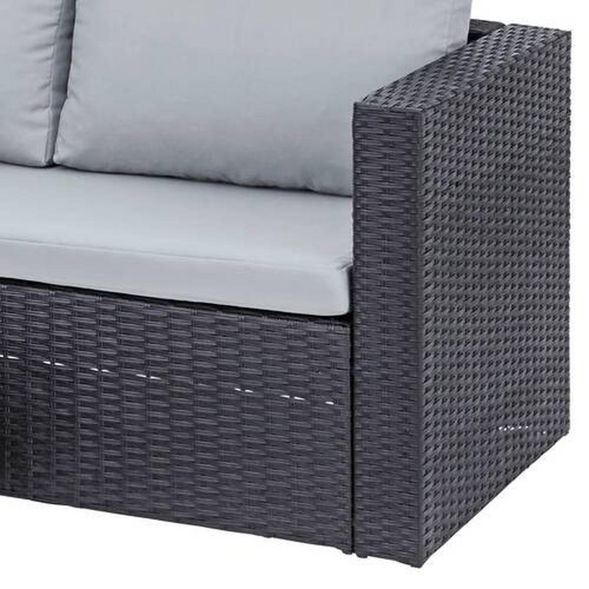 Lounge-garnitúra Sky - fekete/sötétszürke, Modern, műanyag/Üveg (137/198cm) - Ondega