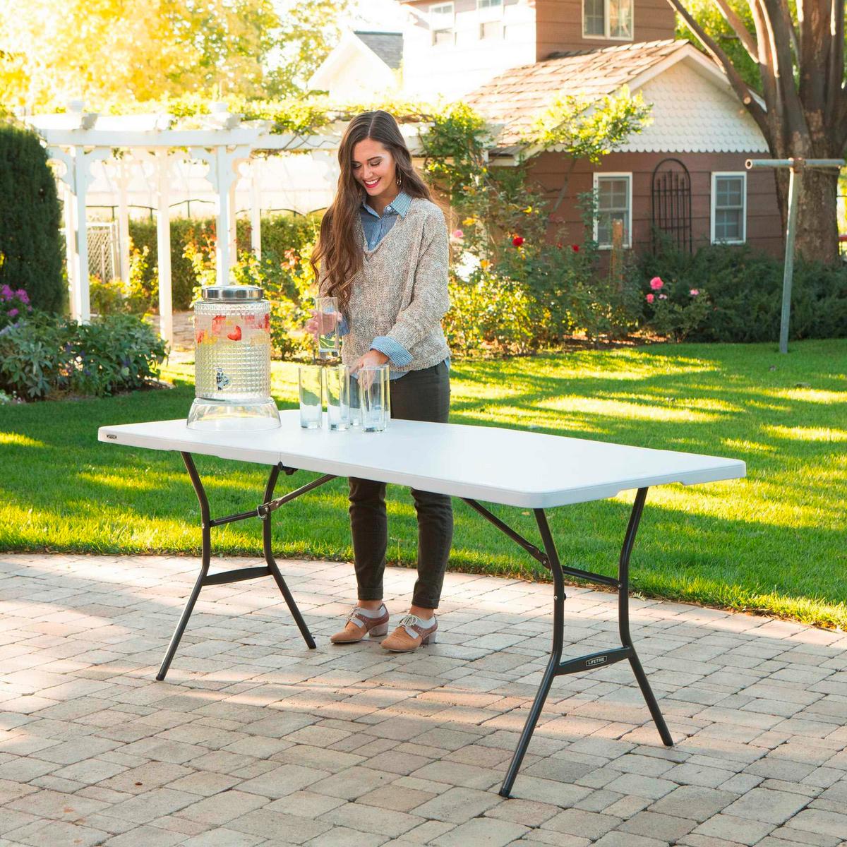 Gartenklapptisch Lm80471 - Weiß, KONVENTIONELL, Kunststoff (183/76/74cm)