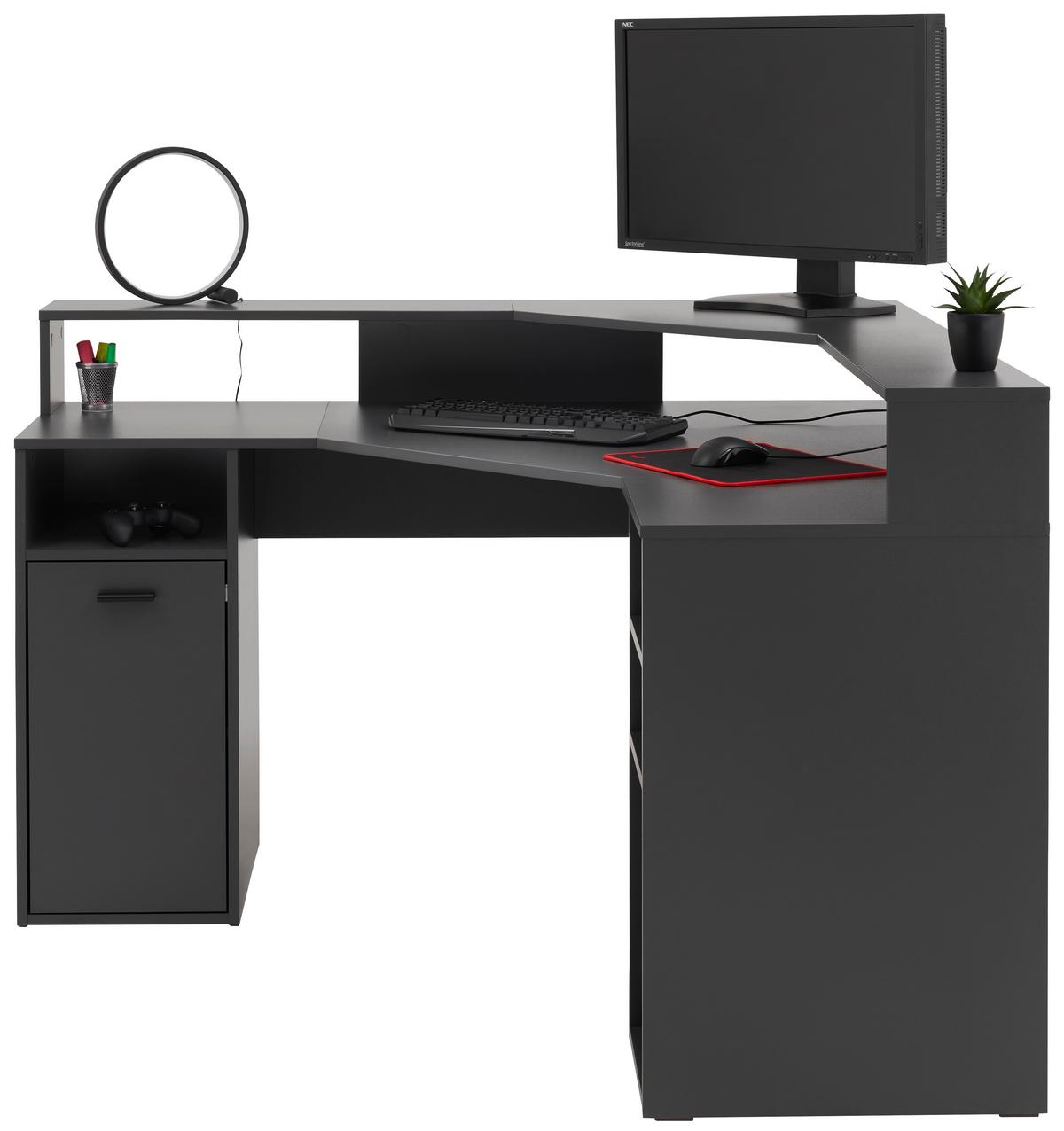 Gamingtisch Mx 201 Eck-Computertisch - Anthrazit, Trend, Holzwerkstoff (138,6/90,3/138,6cm) - MID.YOU