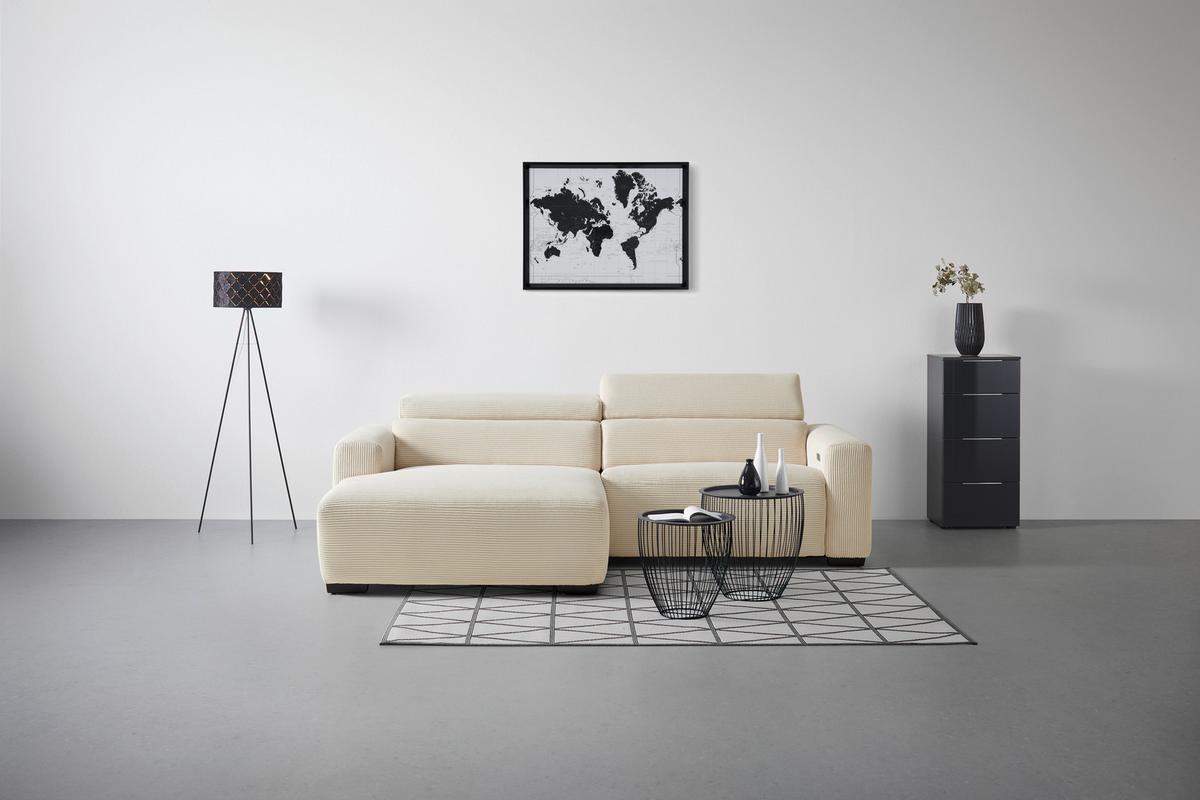 ROHOVÁ SEDAČKA BONDICO 255 - černá/béžová, Moderní, kov/dřevo (170/255cm) - Mömax