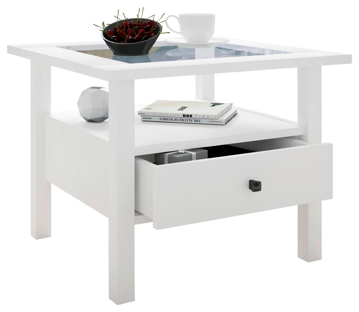 COUCHTISCH Lingis Weiß L: 54 cm - Weiß, LIFESTYLE, Glas/Holzwerkstoff (54/54/42cm) - MID.YOU