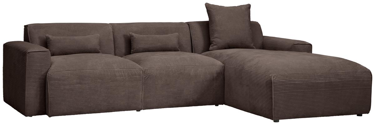 Ecksofa Pearl - Schwarz/Mokka, Design, Textil (303/196cm) - Livetastic