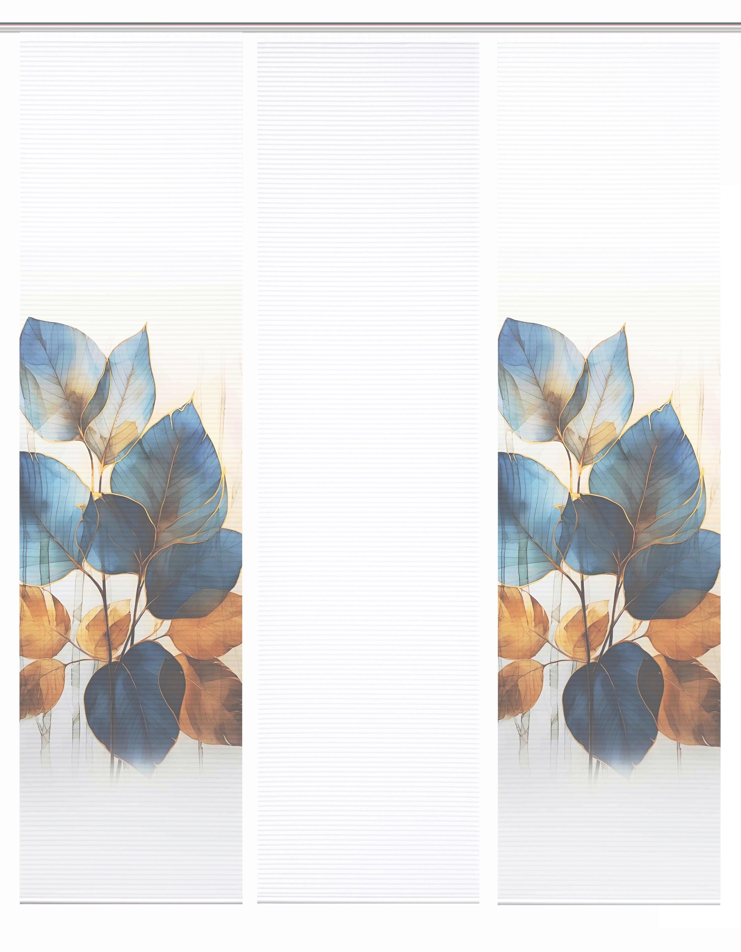 Flächenvorhang Thalin 3er Set - Blau/Weiß, Natur, Textil (60/245cm)