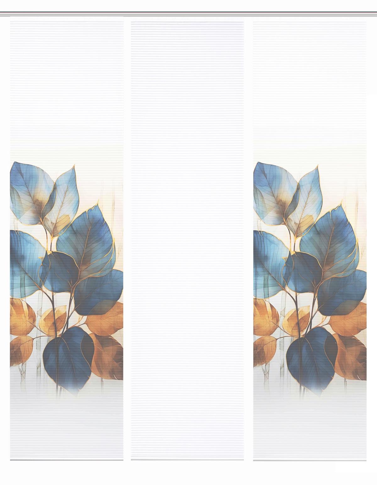 Flächenvorhang Thalin 3er Set - Blau/Weiß, Natur, Textil (60/245cm)