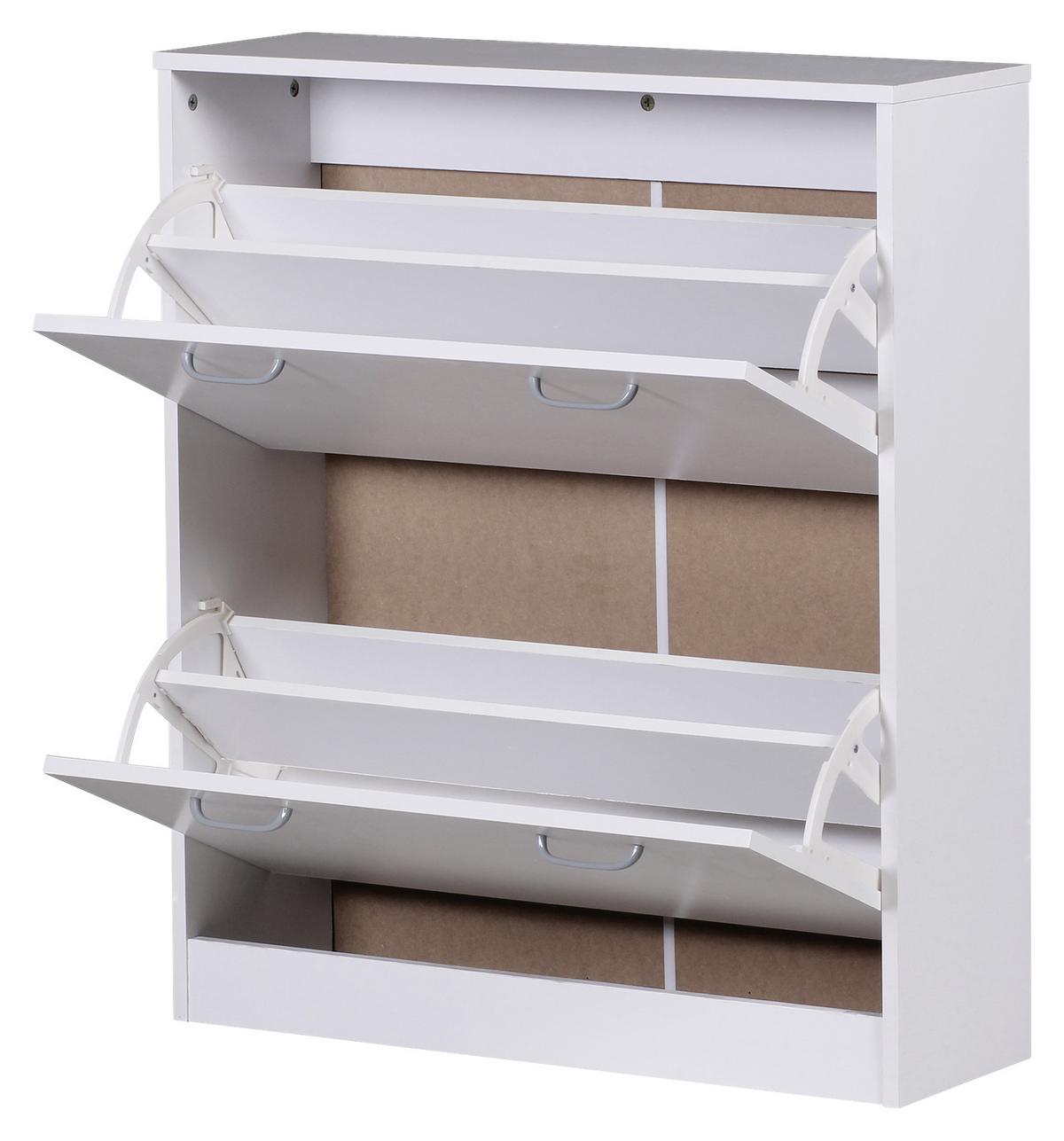 Vyklápěcí botník Sarah bílý - bílá/barvy stříbra, Konvenční, kompozitní dřevo/plast (75/87/24cm) - MID.YOU