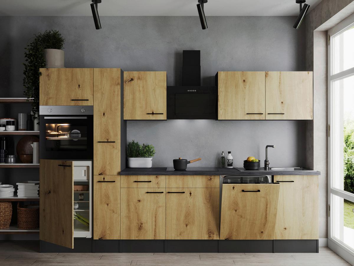 Küchenblock Oliver Artisan Dekor B: 310 cm - Eiche Artisan/Grau, Design, Holzwerkstoff (310cm) - Respekta