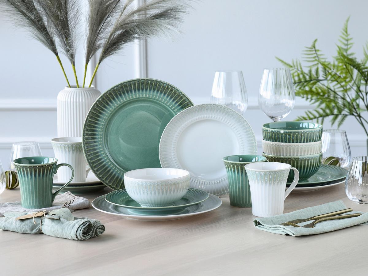 Kombiservice Celadon Mix Steinzeug, 4 Pers., 16-Teilig - Salbeigrün/Perlmutt, Basics, Keramik - Creatable
