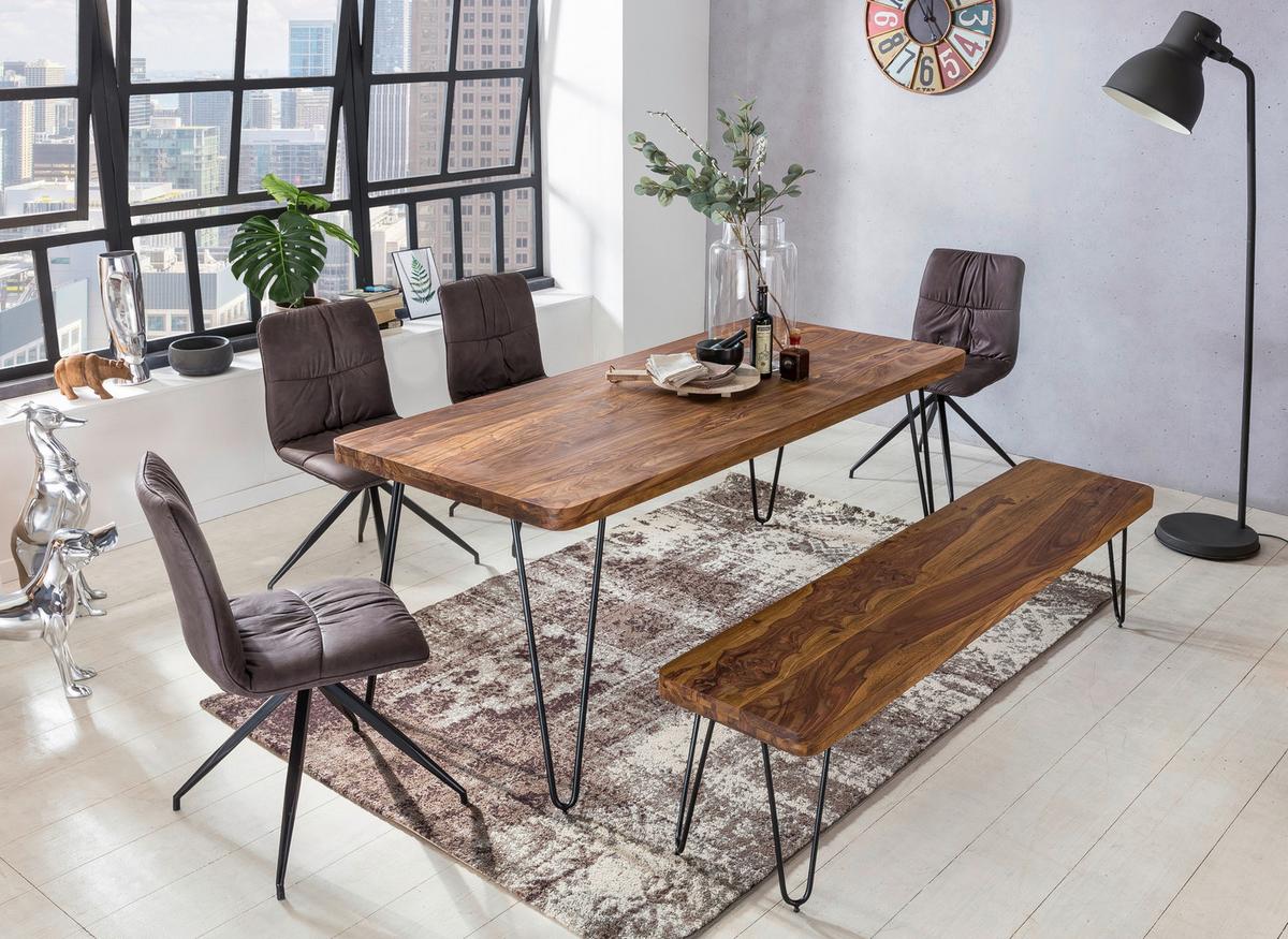 Esstisch Wl1.497 - Sheeshamfarben/Schwarz, Design, Holz/Metall (200/80/76cm) - MID.YOU