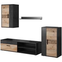Obývací stěna BERNO - přírodní barvy/antracitová, Moderní, kompozitní dřevo/plast (190/150/40cm) - P & B
