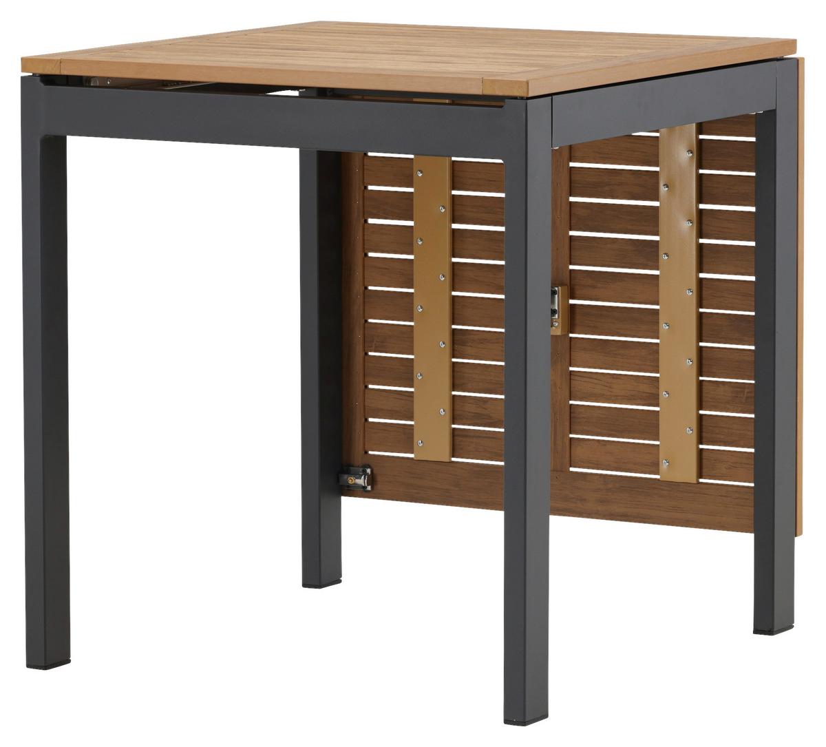 Balkontisch Diego - Schwarz/Braun, KONVENTIONELL, Holz/Metall (70/70/75cm) - Gardenson