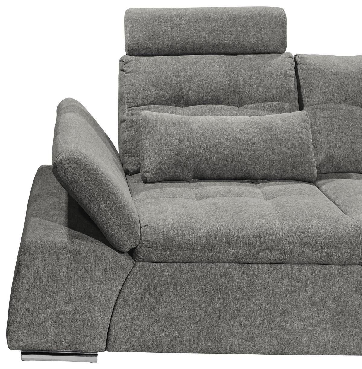 Ecksofa mit Schlaffunktion Nalo Longchair, Webstoff - Silberfarben/Grau, KONVENTIONELL, Holzwerkstoff/Textil (268/170cm) - MID.YOU
