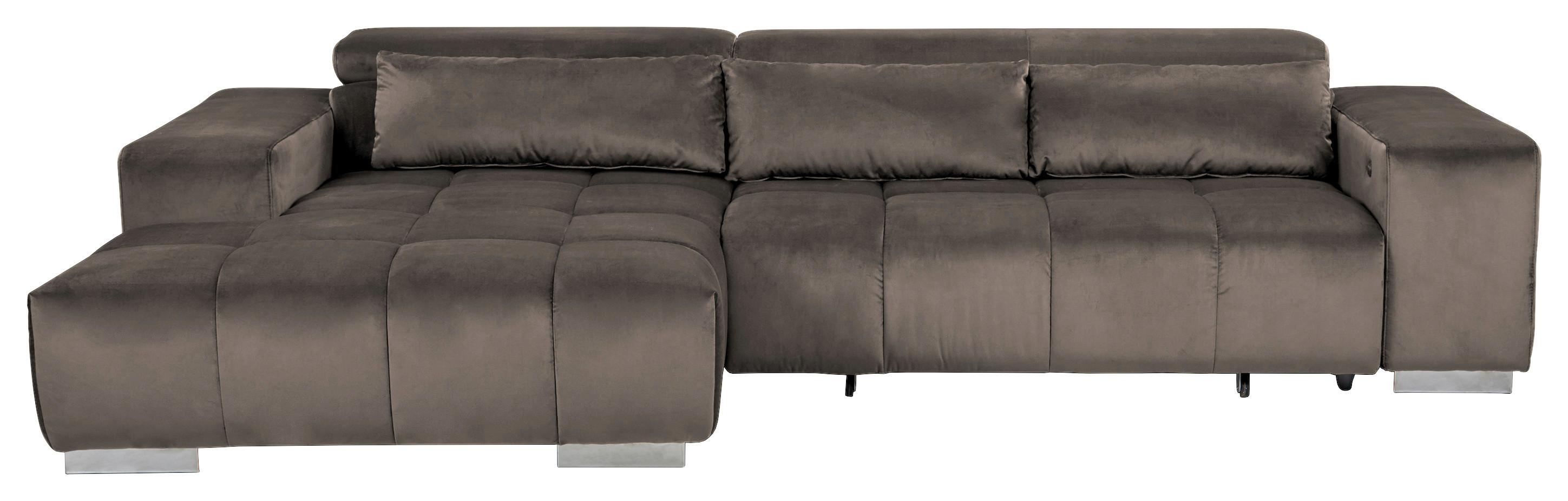 Ecksofa Orion mit elektrischem Sitzvorzug Silberfarben