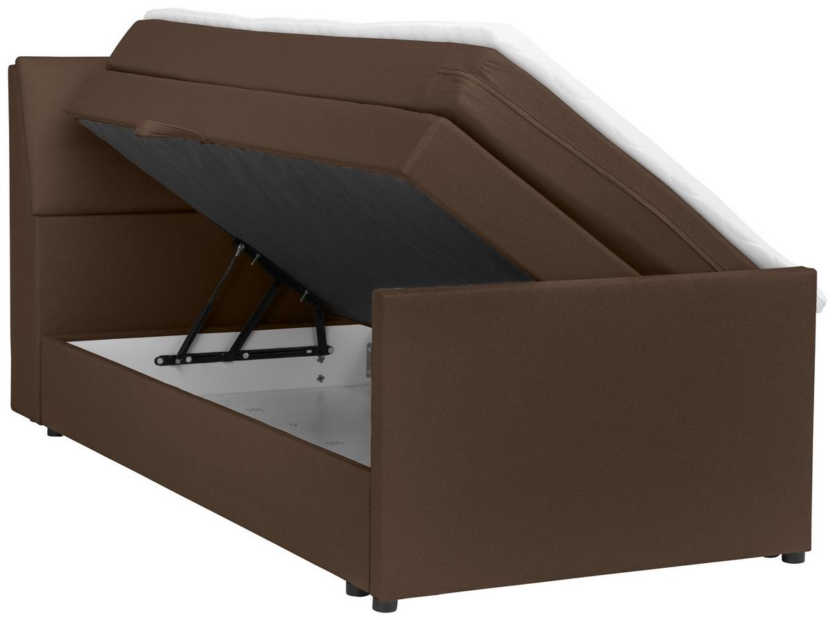 Boxspringbett Mit Bettkasten Nida 120x200 Cm Braun - Schwarz/Braun, MODERN, Holz/Holzwerkstoff (120/200cm) - MID.YOU