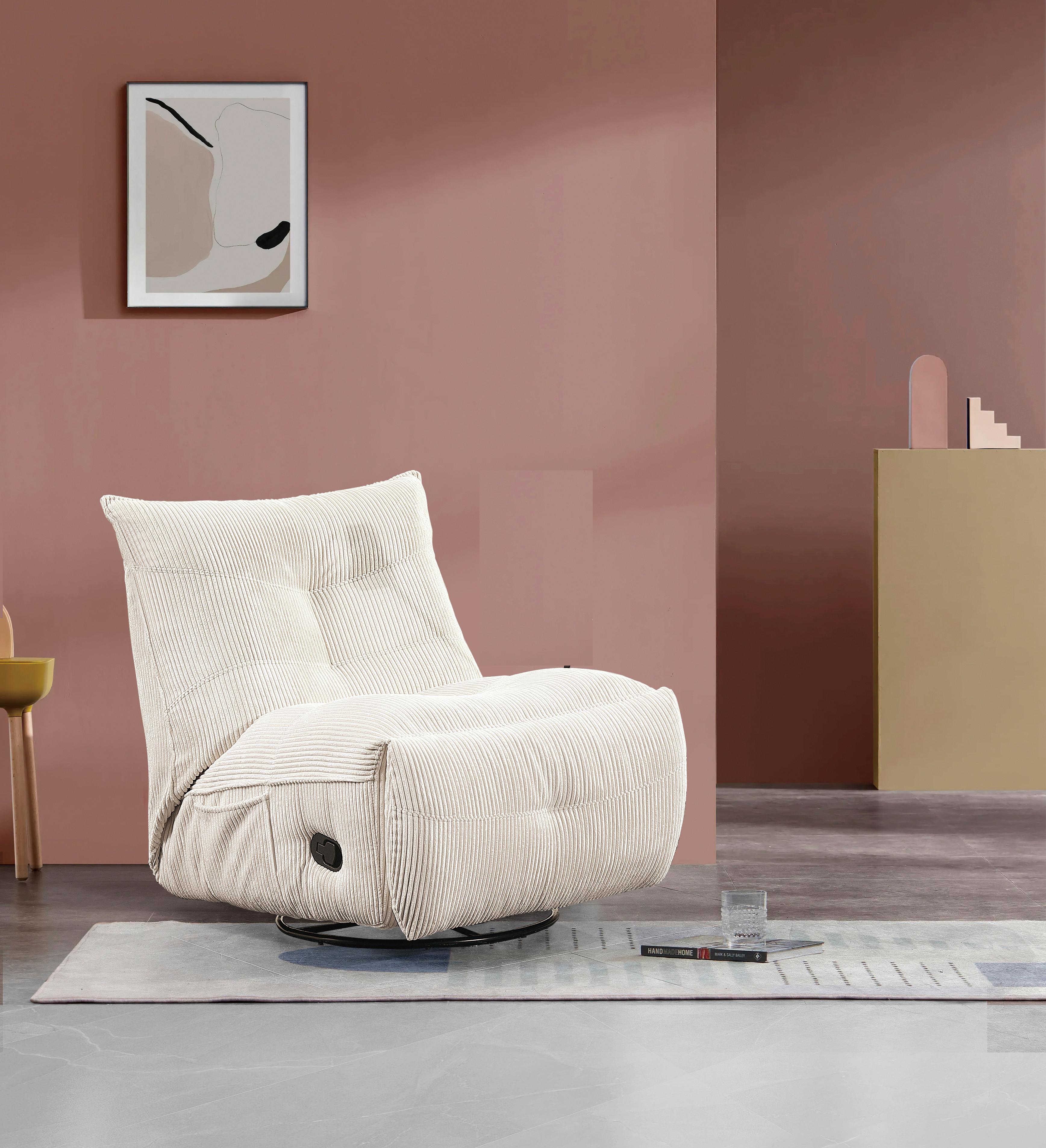 Relaxačné kreslo ALURA, krémová farba - čierna/krémová, Modern, kov/drevo (90/92/90cm) - Bessagi Home