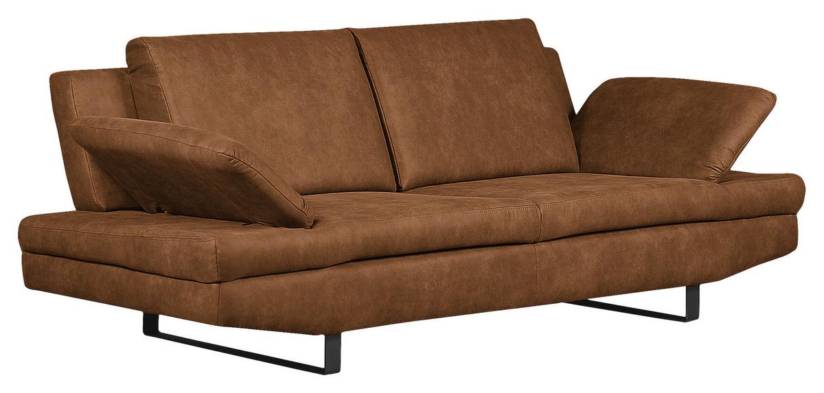 3-Sitzer-Sofa Jovanna, Cognac B: 218 cm - Cognac/Schwarz, Design, Textil (218/78/88cm) - MID.YOU