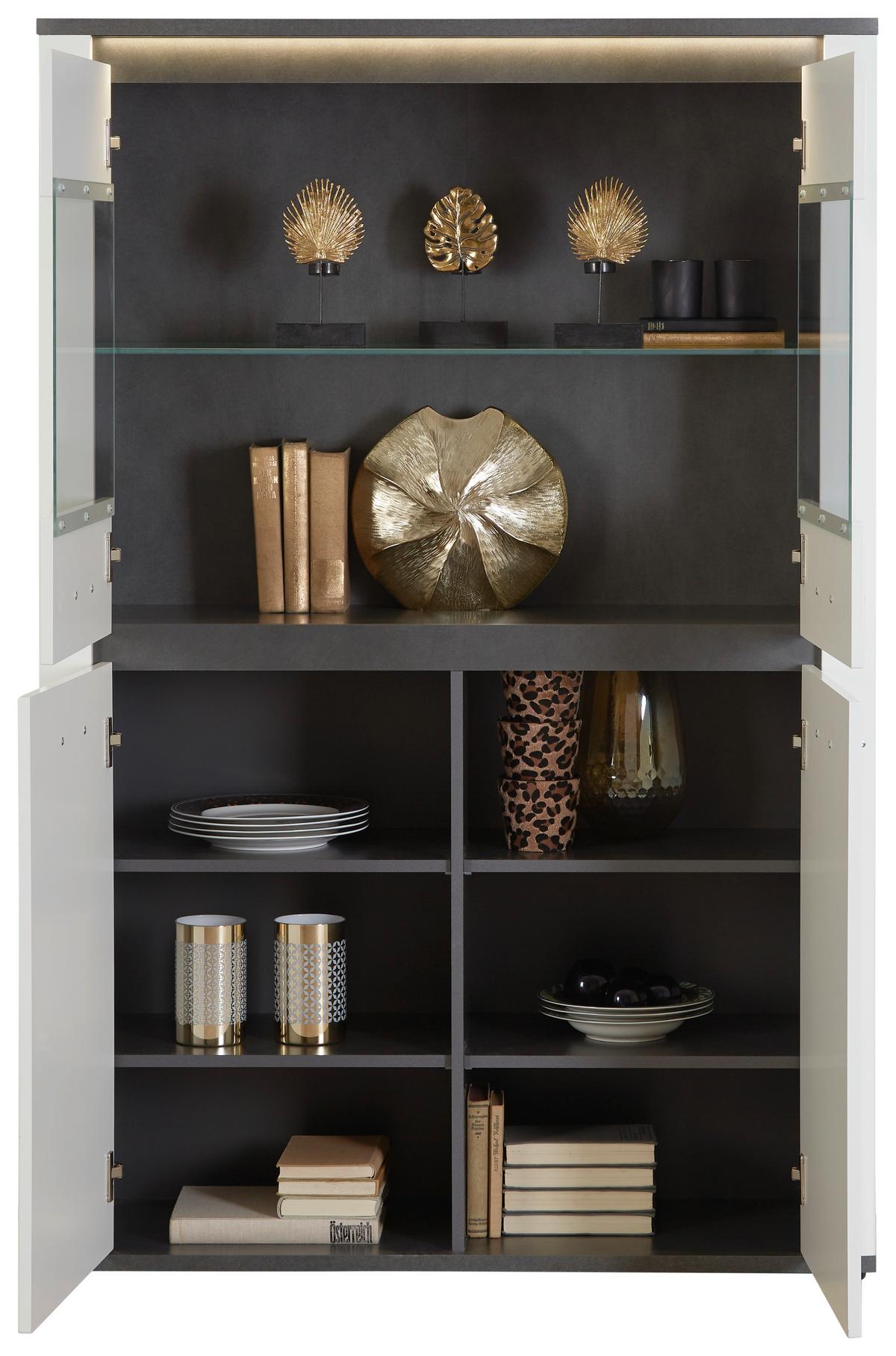 Wohnkombination Modern 4 Tlg. Mit Led Alassio 1, Weiß - MODERN (327/200/40,5cm) - Luca Bessoni