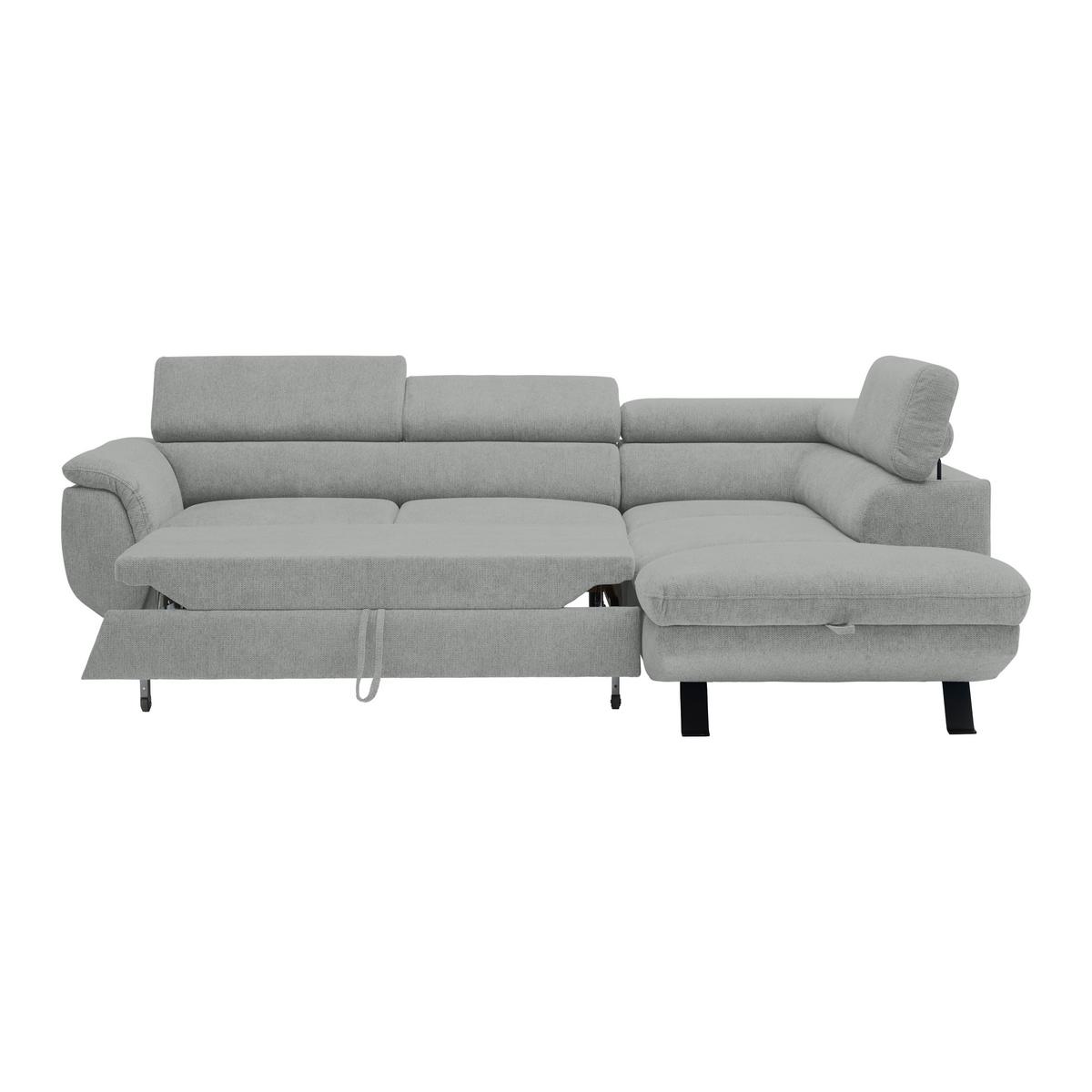 Rohová sedačka RAVEN, pravá, svetlosivá - čierna/svetlosivá, Modern, kov/textil (257cm) - Mömax