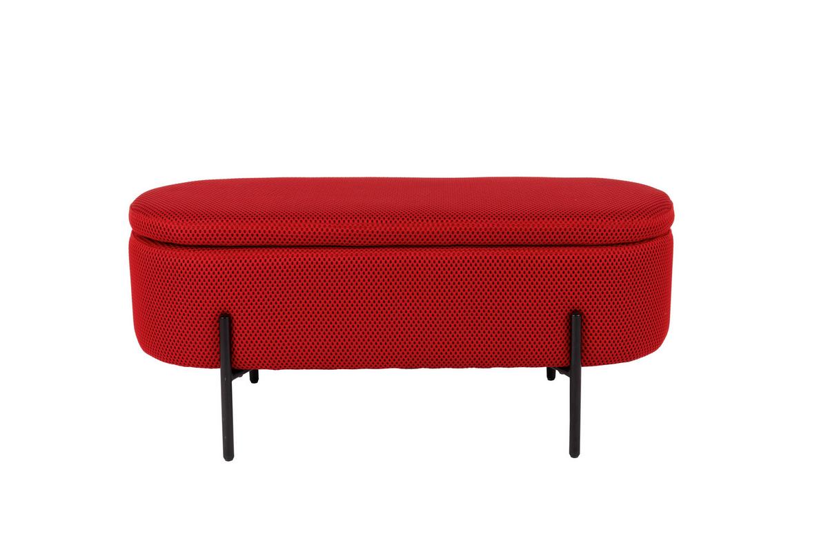 Hockerbank Carla Rot mit Stauraum L: 95 cm - Rot/Schwarz, Design, Textil/Metall (95/43/36cm)