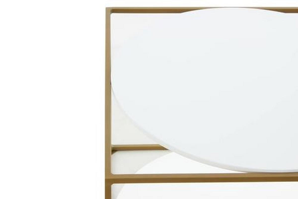 Beistelltisch In Würfelform Cody, Gold/Weiß - Goldfarben/Weiß, Basics, Glas/Metall (50/50/36cm) - Kayoom