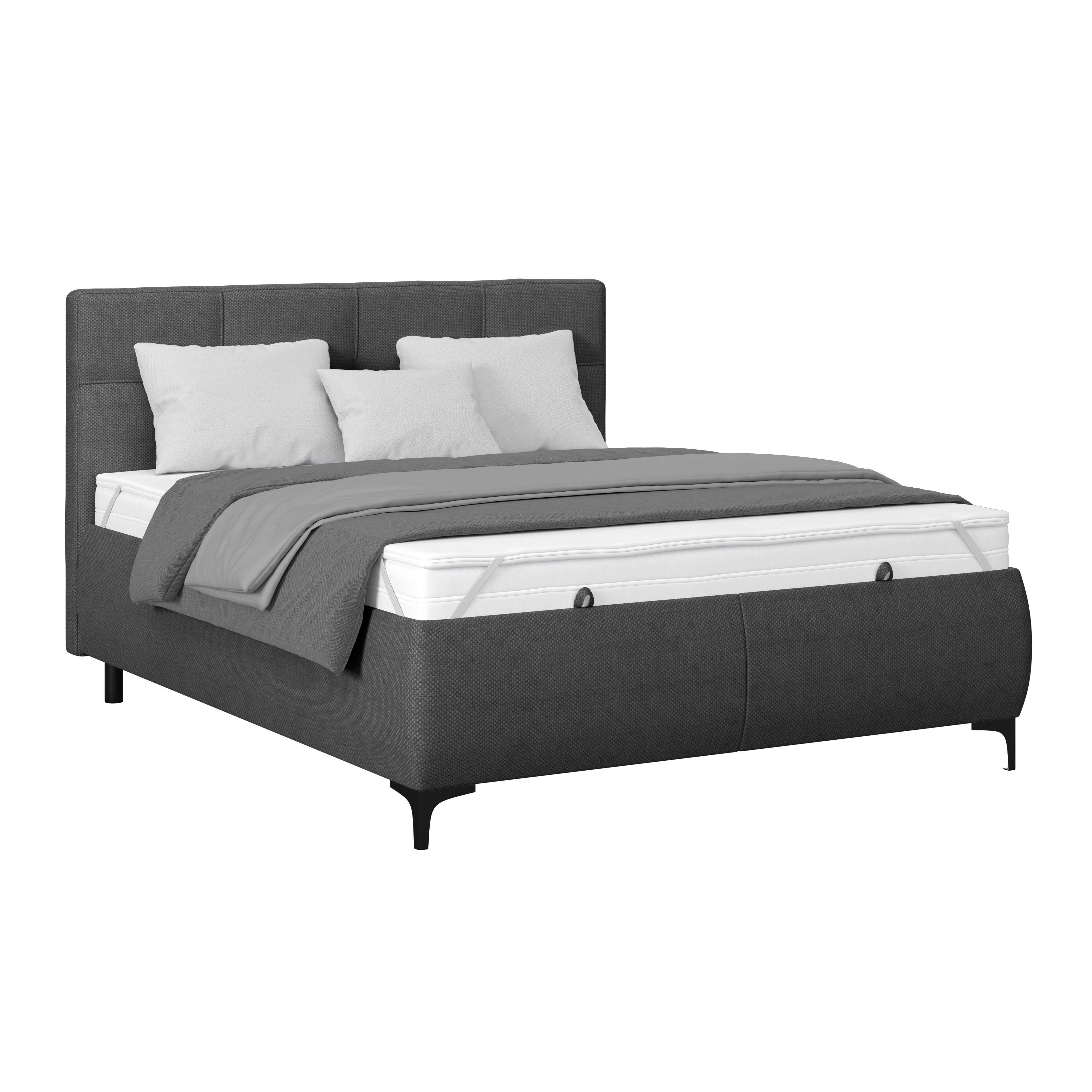 Polsterbett Zeni 140 - Schwarz/Weiß, KONVENTIONELL, Holz/Textil (140/200cm)