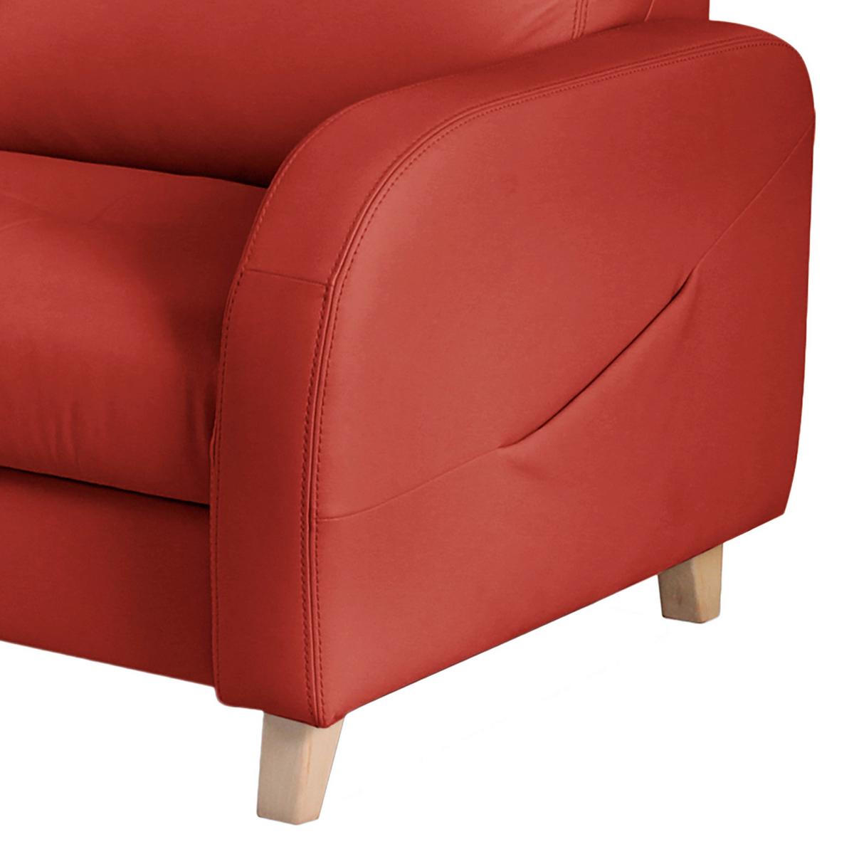 Ecksofa Compact Rot B: 168x227 cm - Buchefarben/Rot, Design, Leder/Textil (168/227cm) - Livetastic