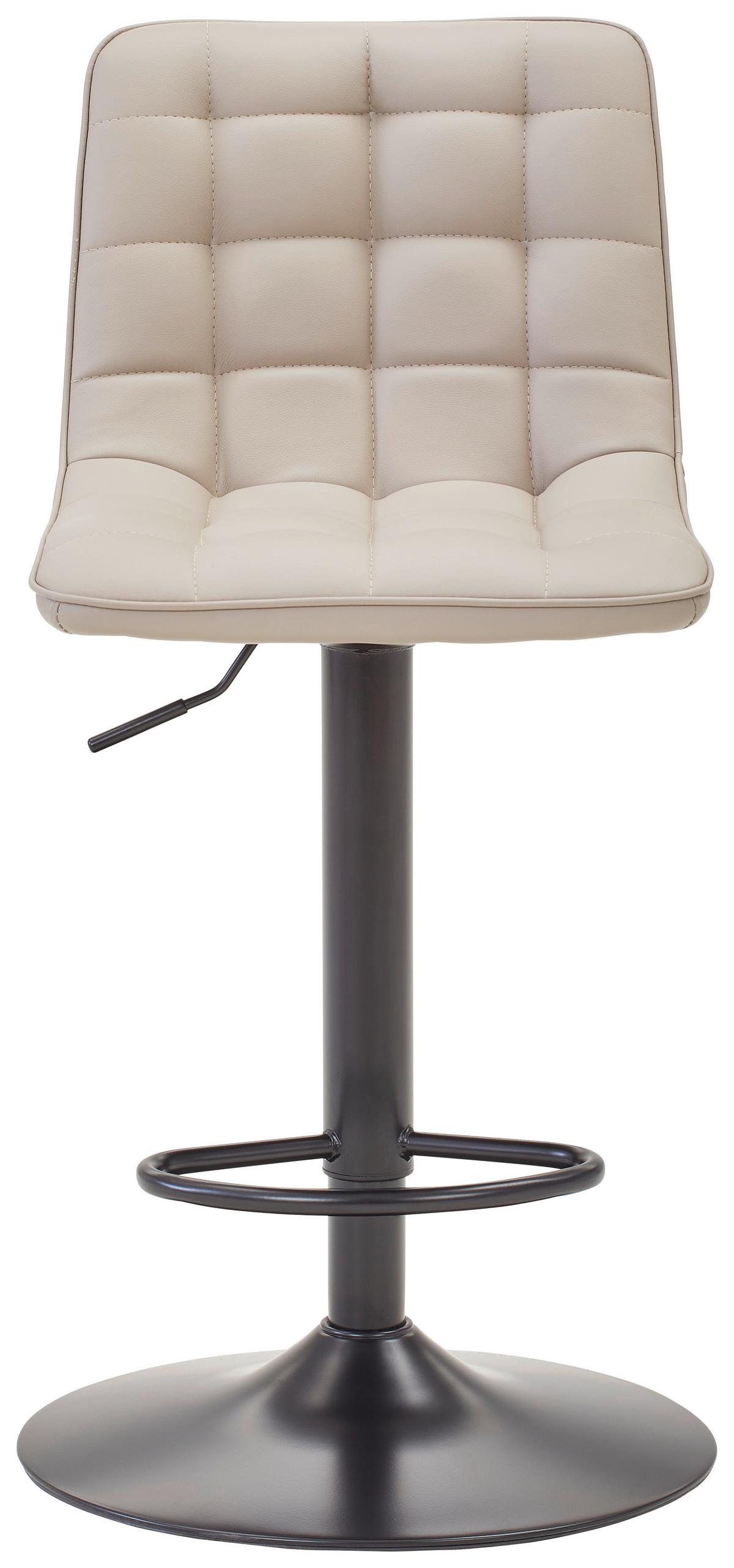 Barhocker Elias Cappuccino höhenverstellbar, B: 42 cm - Schwarz/Cappuccino, MODERN, Textil/Metall (42/109,5/52cm) - Livetastic