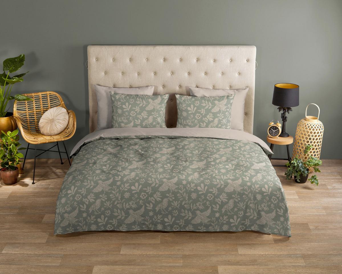 WENDEBETTWÄSCHE ODETTE - Perlmutt/Grün, Basics, Textil (140/200cm)