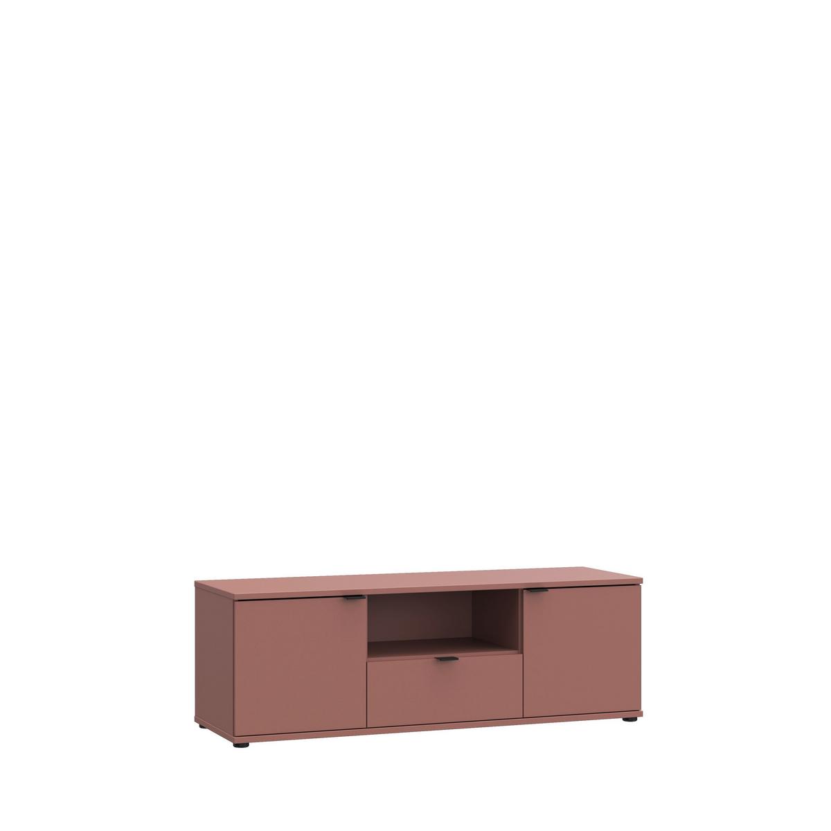 TV diel Ganymede, farba terakota, š: 130 cm - čierna/terakota, Modern, kov/kompozitné drevo (129,8/43,9/41,3cm)