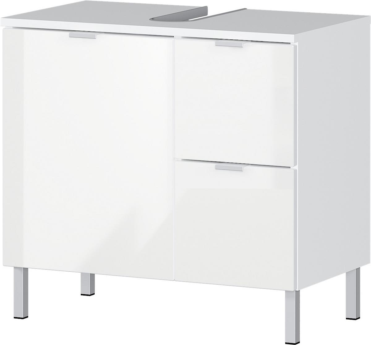 Waschbeckenunterschrank Mauresa B: 60 cm Weiß - Chromfarben/Weiß, KONVENTIONELL, Holzwerkstoff (60/56/34cm) - Germania
