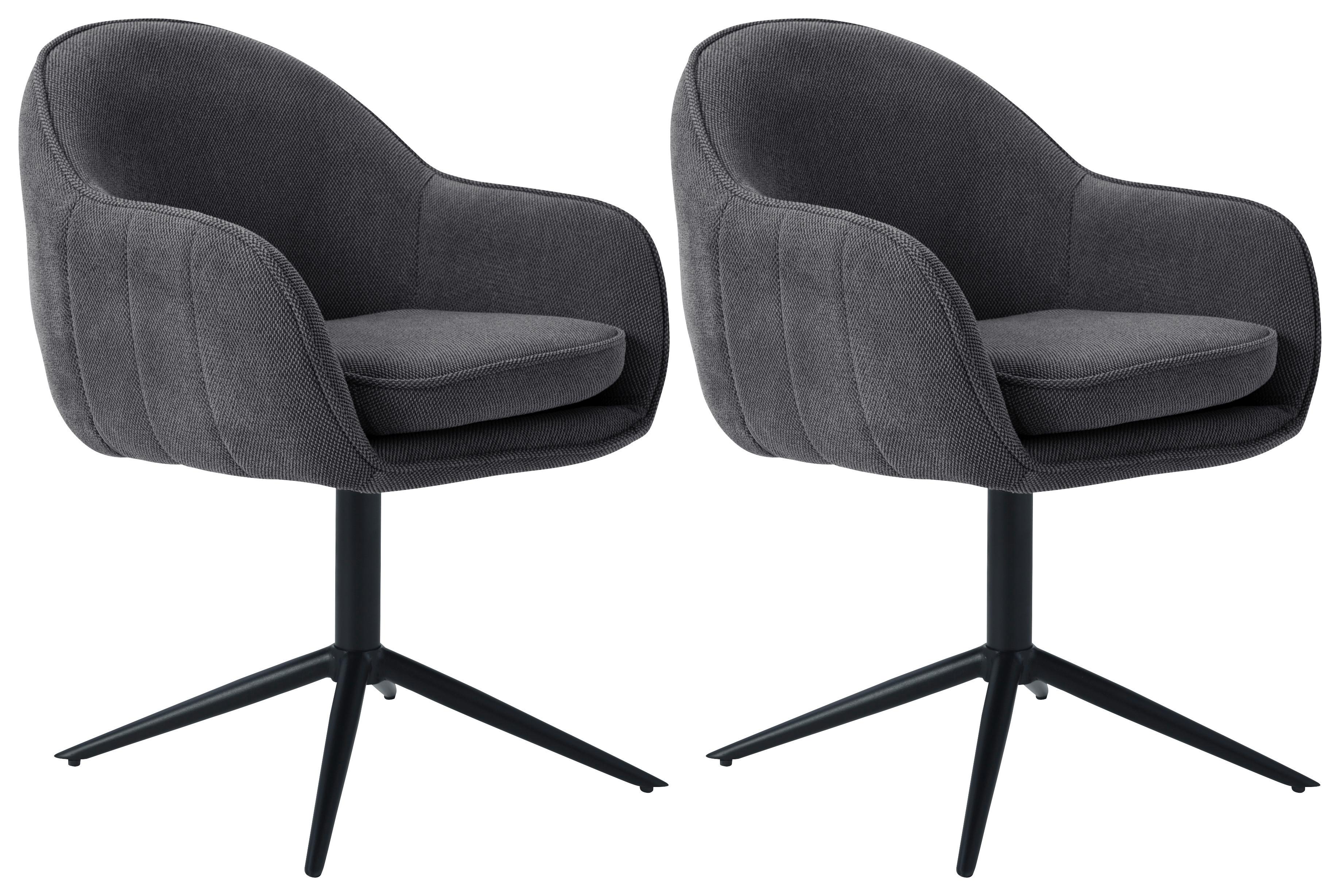 Armlehnstuhl Amara Leinenoptik Schwarz, B: 60 Cm