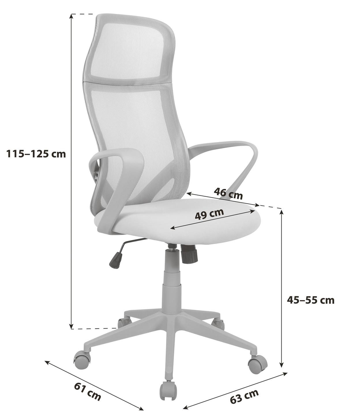 Drehstuhl Patricia mit Armstützen Beige/Grau - Beige/Grau, MODERN, Kunststoff/Textil (63/115-125/61cm) - MID.YOU