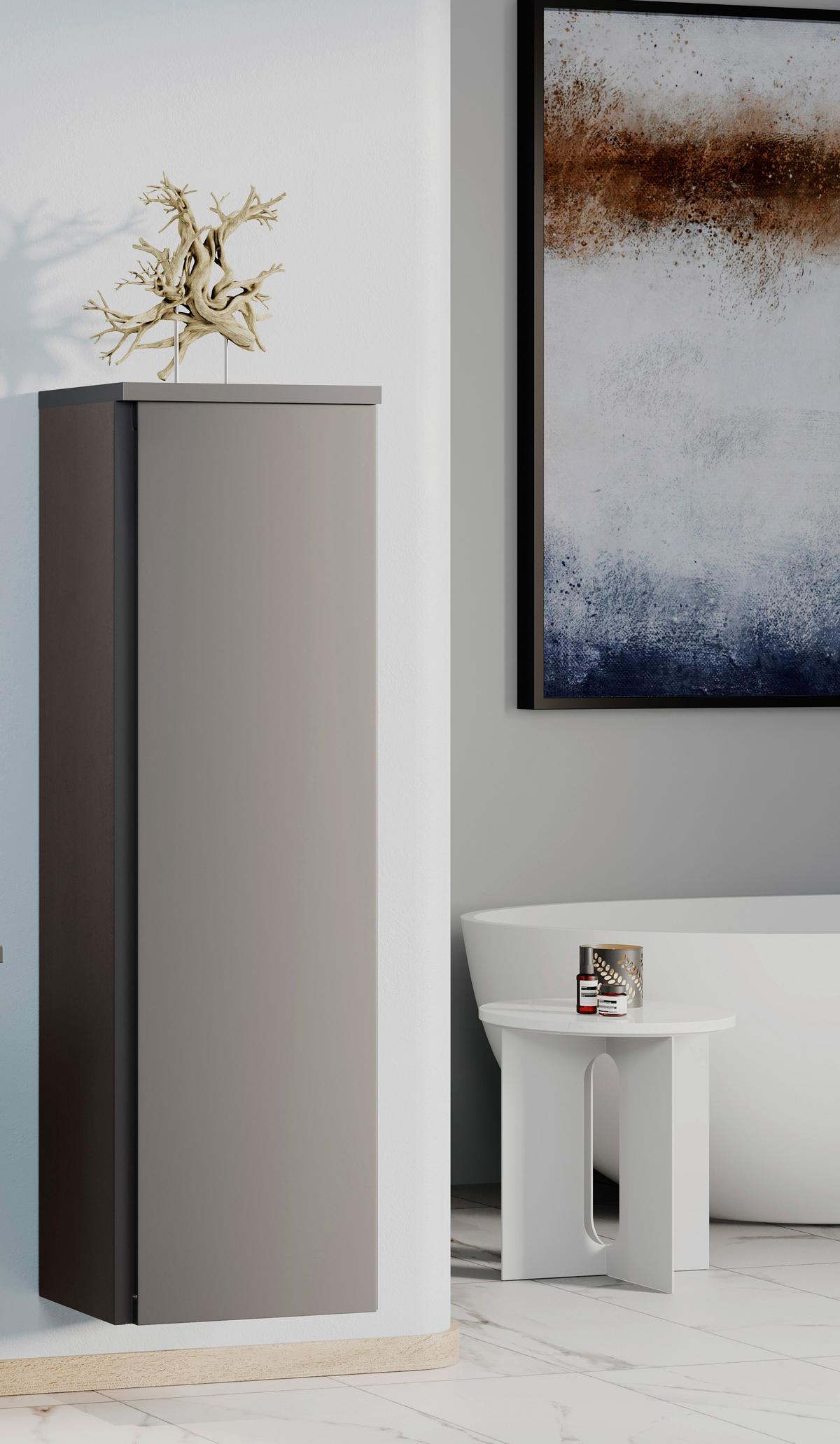 Midischrank Arosa B: 40 Cm Graphitfarben - Silberfarben/Graphitfarben, MODERN, Holzwerkstoff (40/130/35cm) - Held