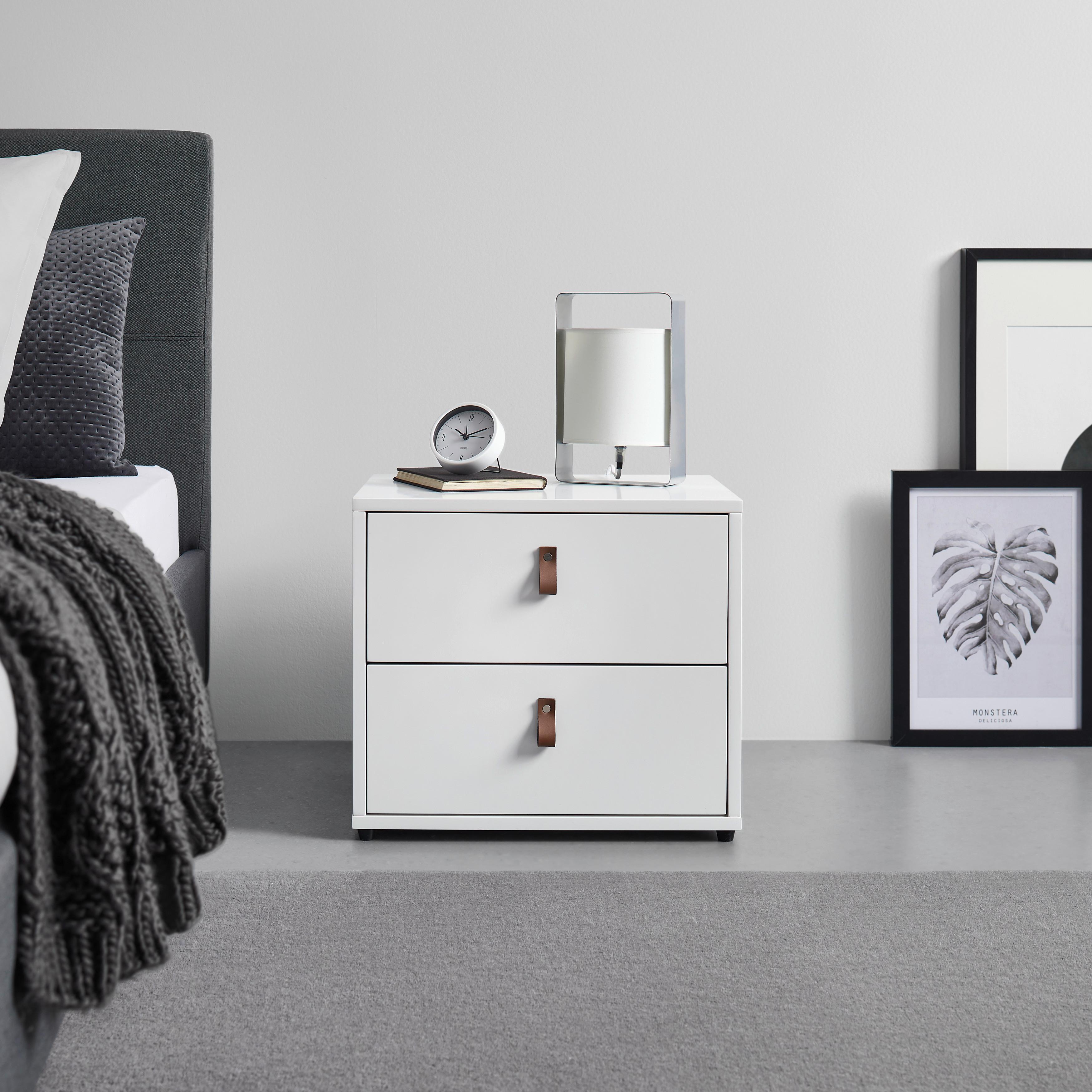 Noční Stolek Mick - bílá/černá, Moderní, kompozitní dřevo/plast (46/40/40cm) - Modern Living