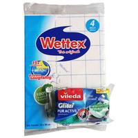 Schwammtuch Wettex Dünn 4er Pack + Onpack - Blau/Weiß, Basics, Textil (18,5/28/3cm) - Wettex