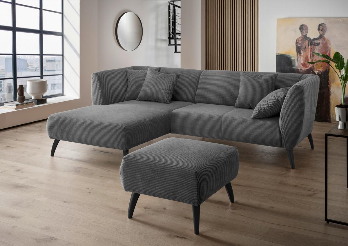 Ecksofa Colori Grau S: 160/264 Cm - Schwarz/Grau, MODERN, Holz/Textil (160/264cm) - MID.YOU