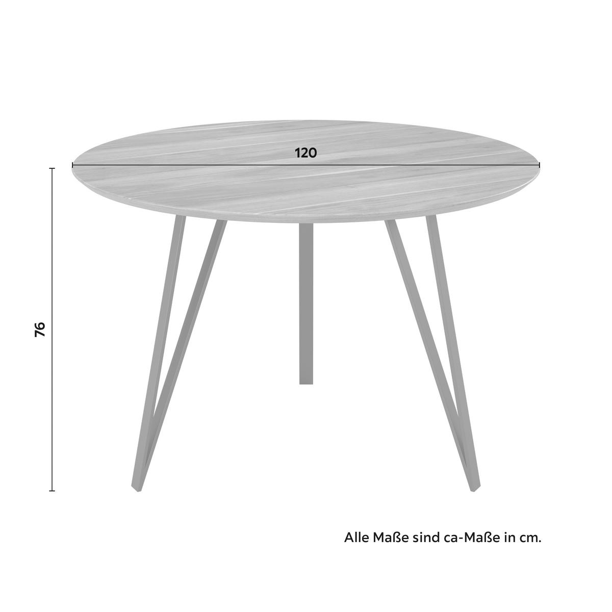 Jídelní stůl MALMO 120 - černá/barvy akácie, Moderní, kov/dřevo (120/120/76cm) - Bessagi Home