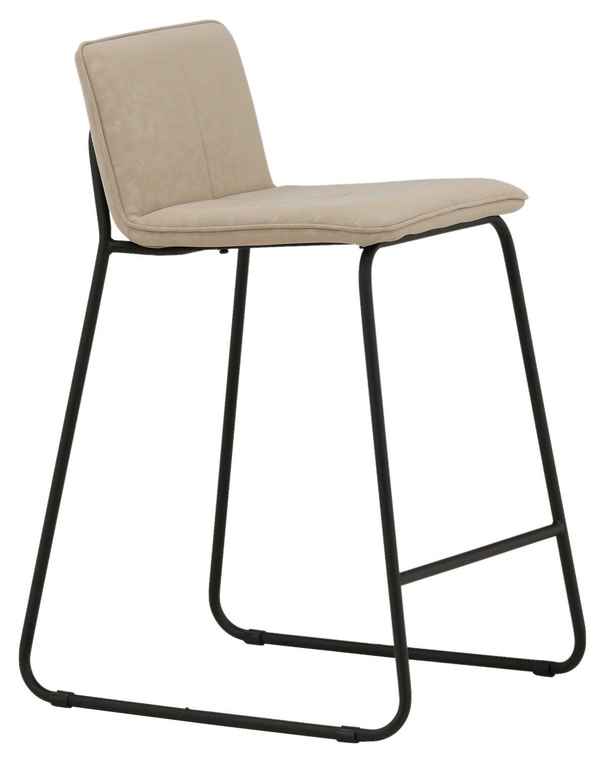 Barhocker-set Bisbee - Beige/Schwarz, Design, Textil/Metall (41/84/50cm) - Livetastic