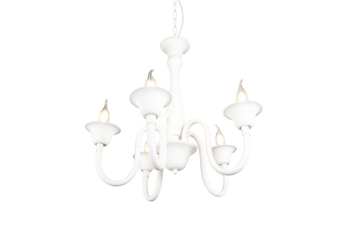Kronleuchter Elsa 5xe14 Weiß Metall - ROMANTIK / LANDHAUS (56/150cm) - Trio Leuchten