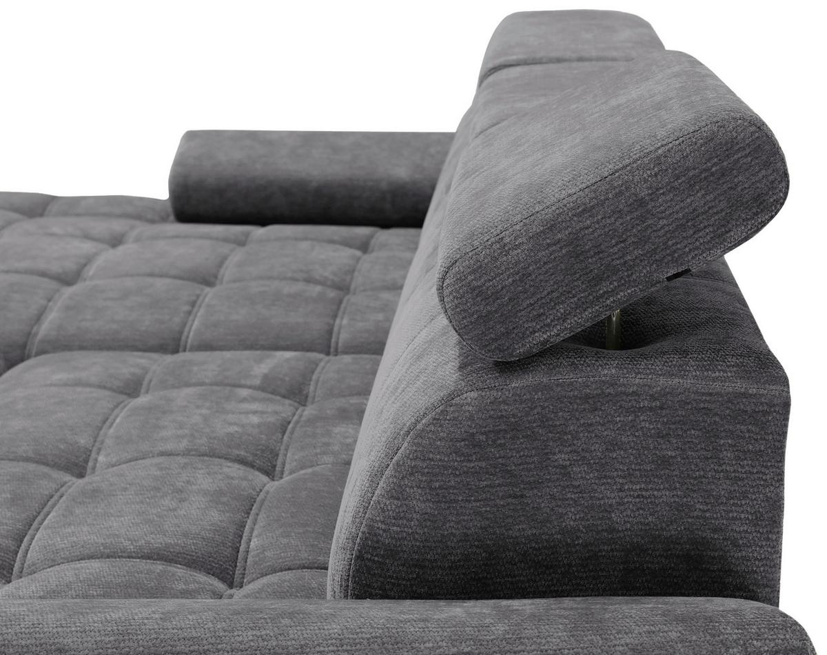 Rohová sedačka VEGAS, ľavá, tmavosivá ženilka - čierna/tmavosivá, Design, drevo/textil (173/294cm)