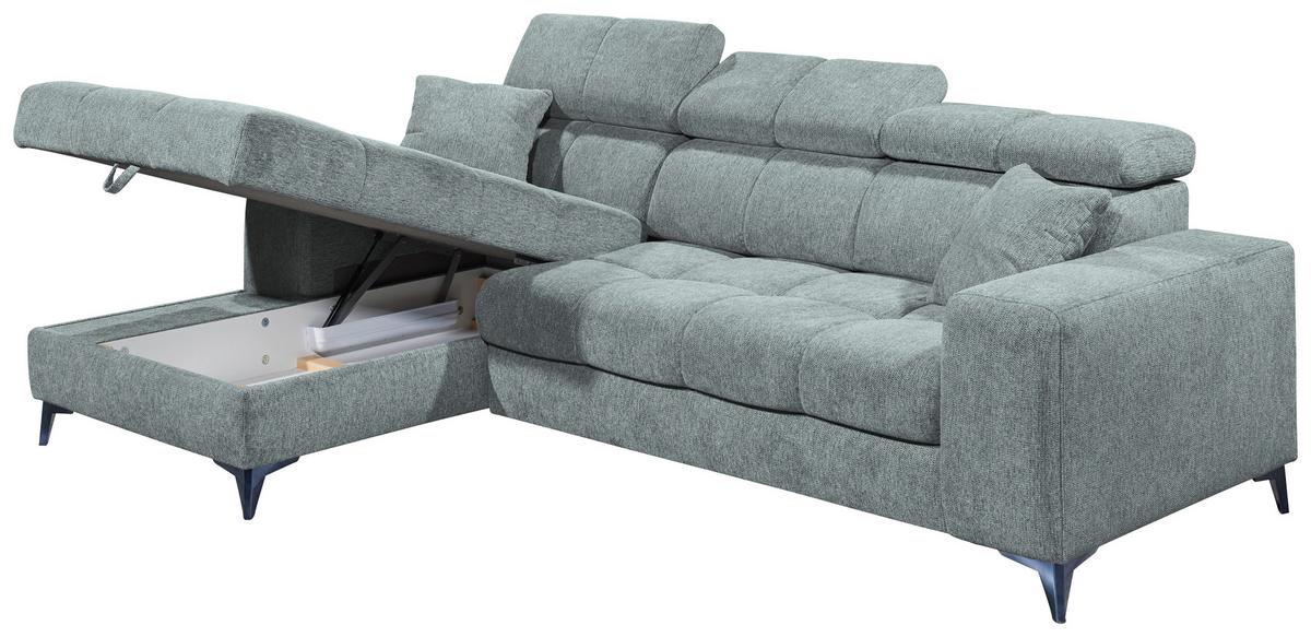 Ecksofa Sydney Hellblau S: 172/268 cm - Schwarz/Hellblau, KONVENTIONELL, Textil (172/268cm) - MID.YOU