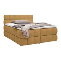 Boxspring postel BUBBLE BOX 180/200 cm, hořcicově žlutá - černá/hořčicově žlutá, Konvenční, kov/dřevo (180/200cm) - Premium Living