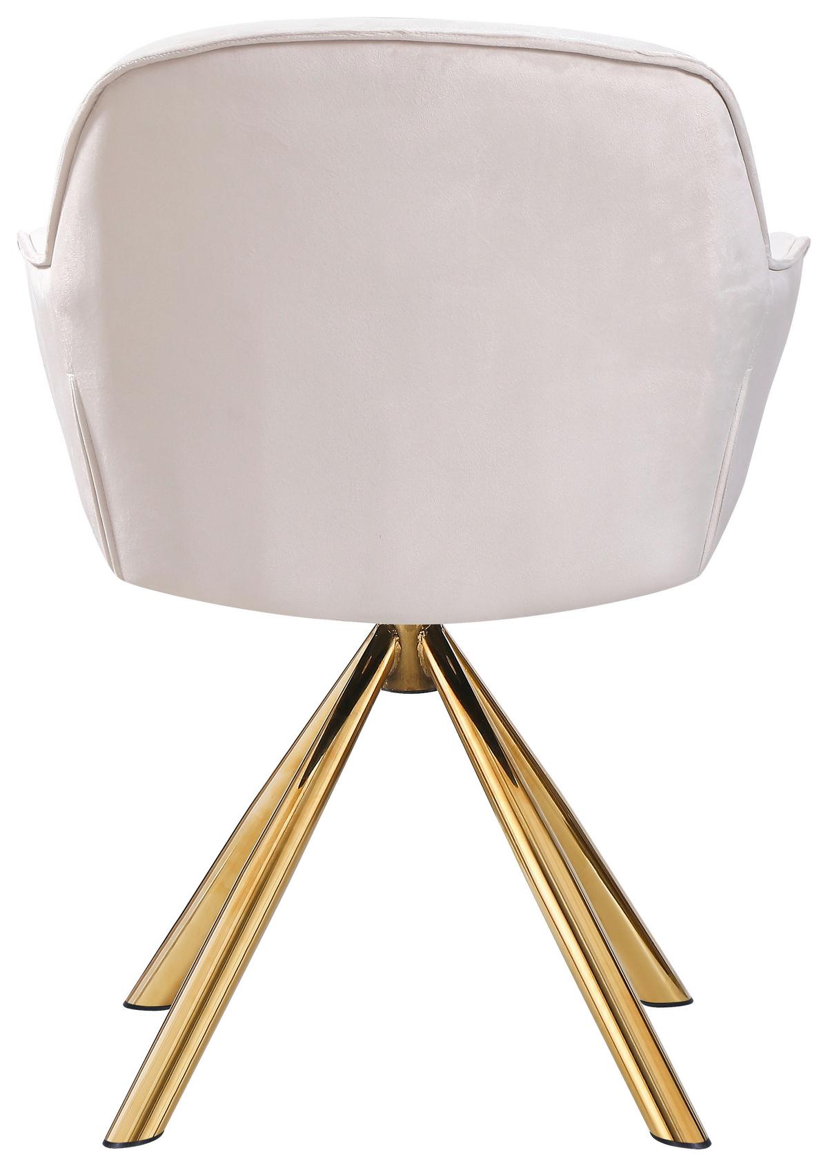 Armlehnstuhl Marilyn Beige Sitzfl. 360° Drehbar, B: 62 Cm - Beige/Goldfarben, KONVENTIONELL, Textil/Metall (62/85/61cm)