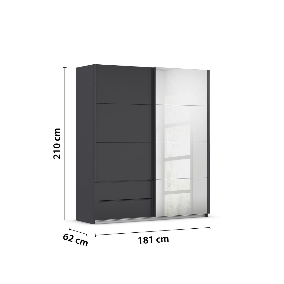 Schwebetürenschrank Karpo - Grau, KONVENTIONELL, Holzwerkstoff (181/210/62cm)