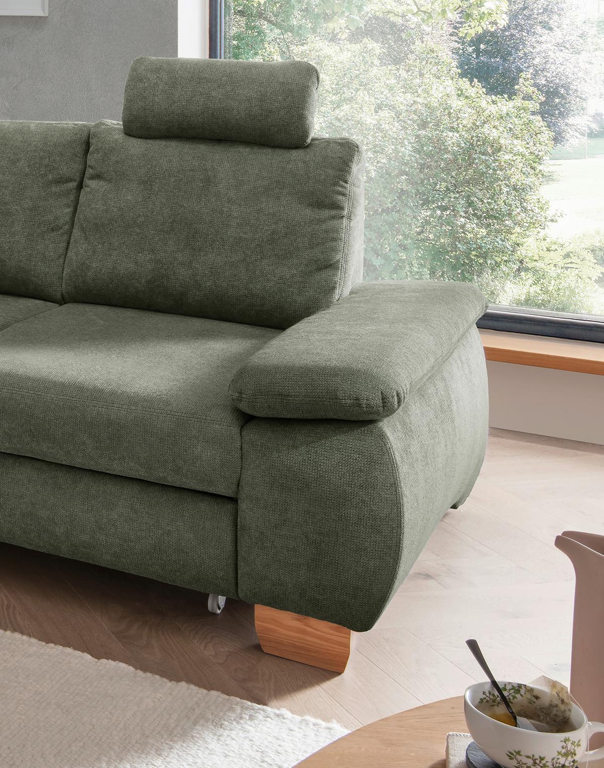 Eckschlafsofa Positano Dunkelgrün S: 206x261 Cm - Wildeiche/Dunkelgrün, MODERN, Textil (206/261cm) - Livetastic