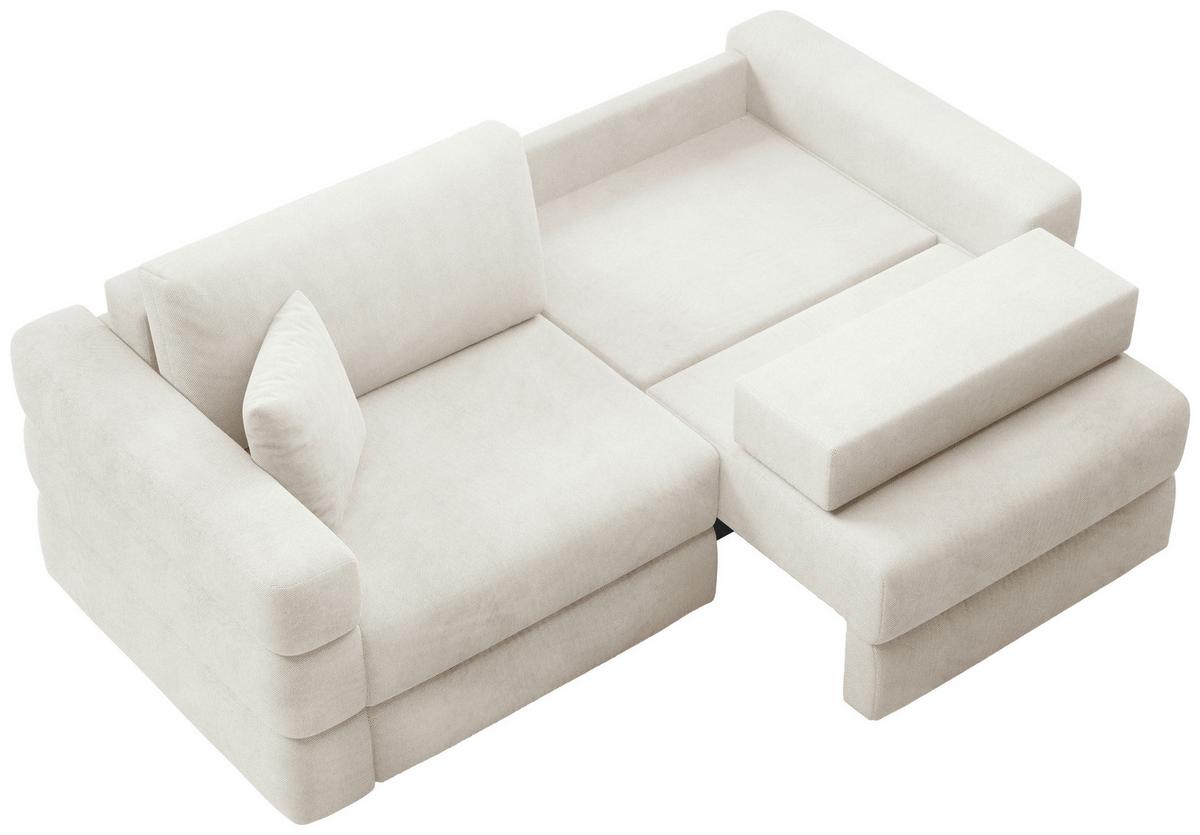 Schlafsofa Terazzo Beige B: 254cm - Beige/Schwarz, Design, Textil (254/93/167cm) - Livetastic