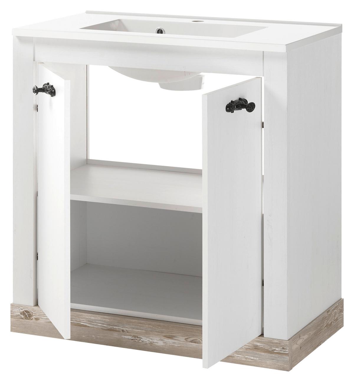 Badezimmer Florenz Pinienfarben B: 143cm - Weiß/Pinienfarben, Design, Naturmaterialien/Holzwerkstoff (143/200/46cm) - MID.YOU