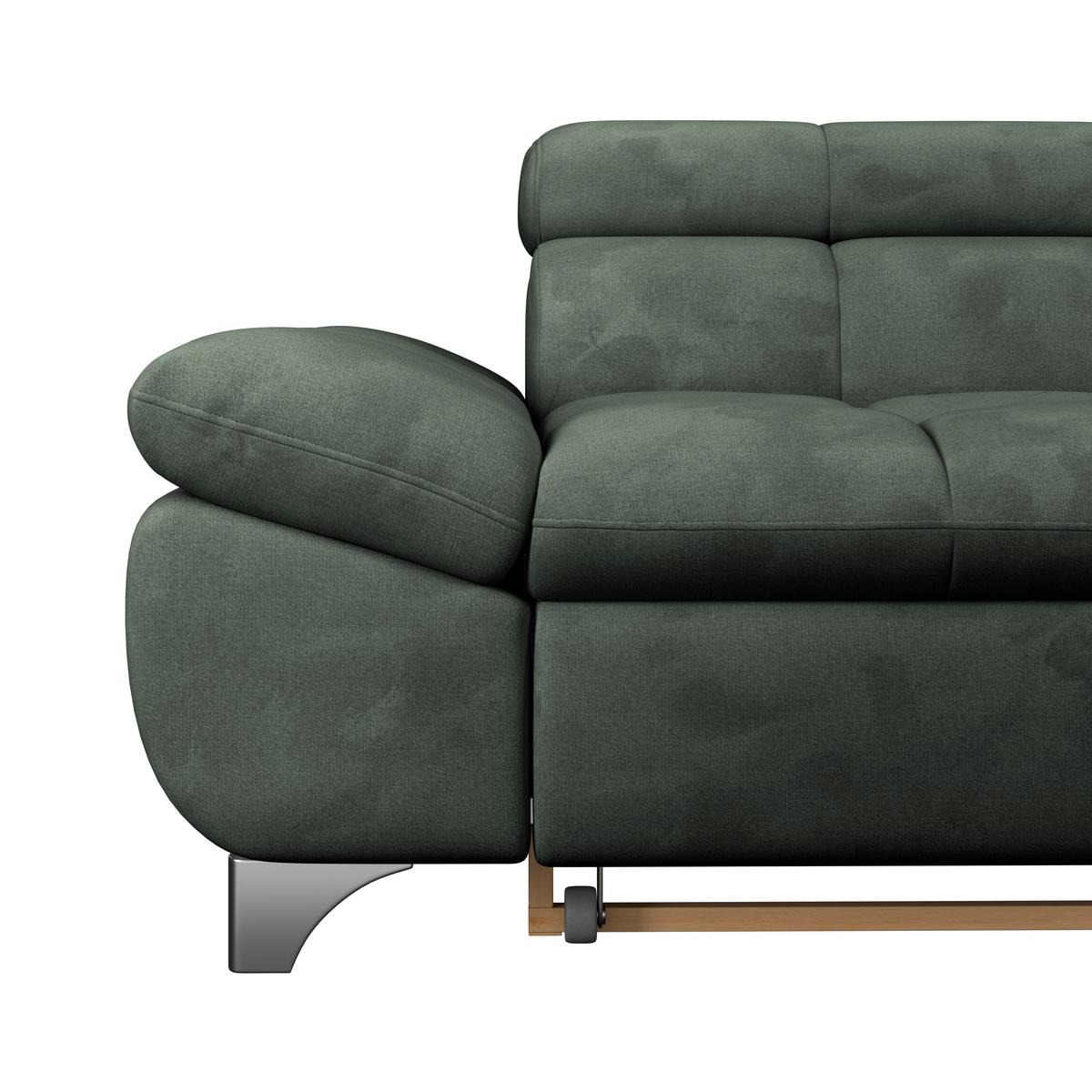 Ecksofa Gemini Grün, B: 312cm - Chromfarben/Grün, KONVENTIONELL, Textil (312/234cm)
