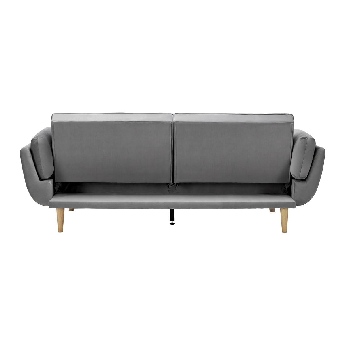 Rozkladacia pohovka CORA, sivý zamat, max. 360 kg - sivá/prírodná farba, Modern, drevo/textil (214/92/81cm) - Bessagi Home