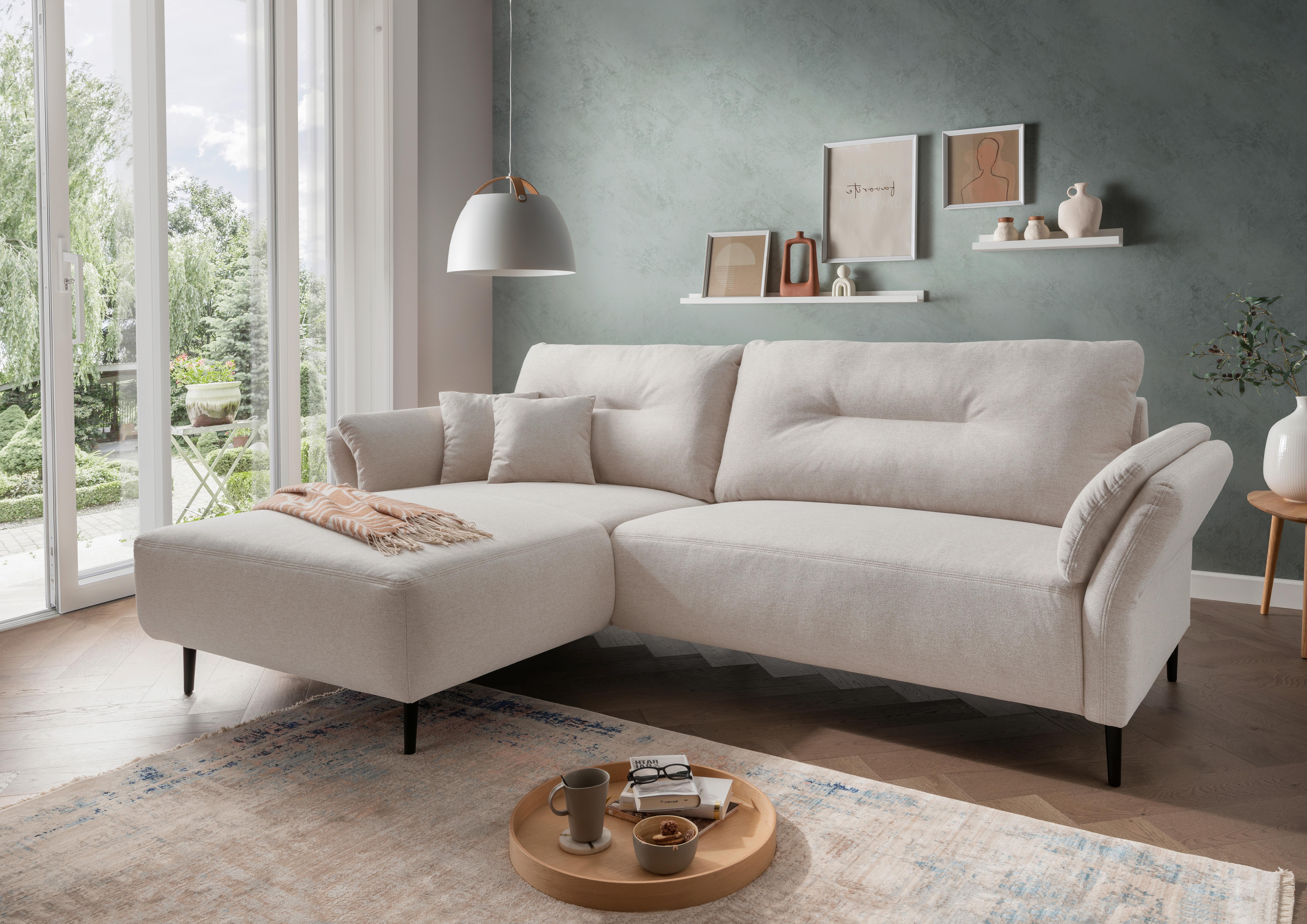 Ecksofa Piatelli Creme S: 269x172 cm - Creme/Schwarz, MODERN, Textil (269/172cm) - MID.YOU