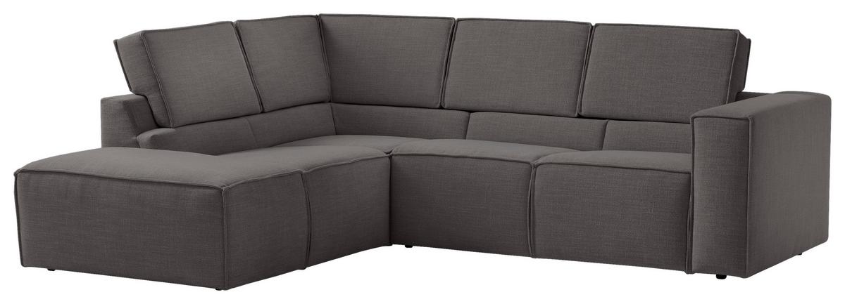 Ecksofa Dice Dunkelgrau 220x275 cm - Dunkelgrau/Schwarz, MODERN, Textil (220/275cm) - Trendmanufaktur